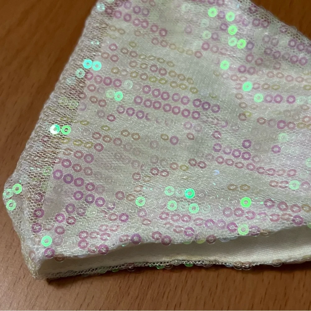 White Sequin Face Mask with Adjustable Straps